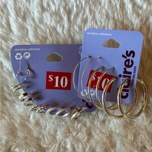 Assorted hoop earring lot Silver - 8 pairs